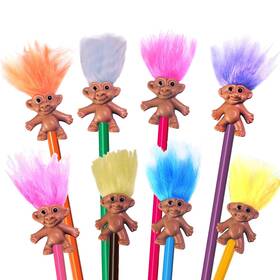 Tz-pt-trollp8 Tomzegna Pack 8 Mini Troll Pencil Toppers With 1 Count Of Brown