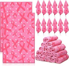 Del-tradder-eur333 Tradder 24 Pcs Breast Cancer Awareness Towels Pink Ribbon Small Delicate