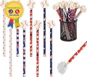 Ua0014 Ulema 48 Pcs Baseball Pencils And Erasers For Boys Girls Birthday Colorful