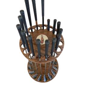 Weaver Wood Designs 16-club Personalized Rotating Golf Rack - Premium Oak Display Usa Made