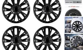Weisigao Wm-169 17 Inch Silver Hubcaps With Adjustable Steel Retention Rings Glossy Black
