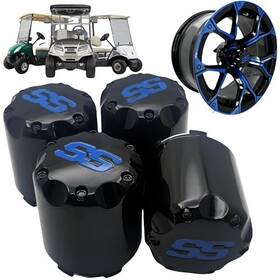 Wkc1-ss-bb Wuko-hunt Golf Cart Ss Wheel Center Cap Cover Itp Push In Style Gloss Black-blue