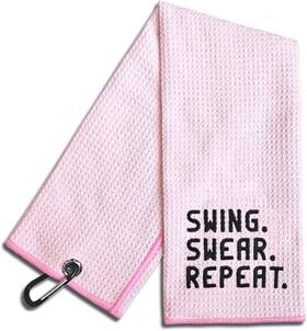 Rgt031 Wuuckoo Swing Swear Repeat Embroidered Pink Golf Towel Funny Large