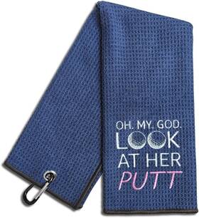 Rgt037 Wuuckoo Oh My God Look At Her Navy Putt Embroidered Golf Towel Funny Large