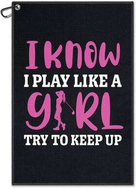 Ryt027 Wuuckoo Try To Keep Up Printed Golf Towel Funny For Bag With Black