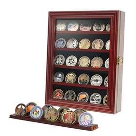 Xjg1115 Xjmil Wooden Challenge Coin Holder Display Case With Hd Tempered Glass 5 Mahogany