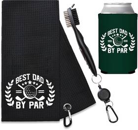 Golftowels1 Your Dream Party Shop Best Dad By Par Funny Golf Towel For Men With Brush Small Black
