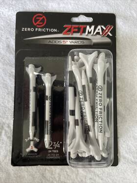 Zero Friction 816343014358 Zft Max 3-prong 2 3/4 Inch Black/white 1 Pack 24 Golf Tees Zftmax