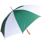 Rainstoppers 40.5" Auto Open Green White Sport Golf Umbrella Wood Handle 48" Arc. Fixed Price $21.72.