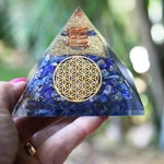 Lapis Lazuli Orgone Pyramid 75MM Emf & 5G Protection Generator, Flower Of Life. Fixed Price $17.00.