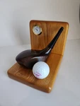 Vintage Gene Sarazen Golf Club Desk Clock Decor St. Andrews Ball Real Wood. Fixed Price $59.00.