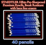 40PK Staedtler Norica 13246 HB#2 Pre-sharpened Premium Pencils, Break Resistant. Fixed Price $12.99.