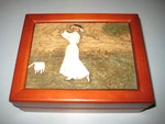 Cherry Wood Humidor Tobacco Cigarette Box Holder Woman Lady Golfer. Fixed Price $22.00.