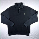 Vtg Ashworth Mens Black Ribbed Long Sleeve Polo Sweatshirt Golf Pullover Size. Fixed Price $29.99.