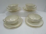 Olympia Platinum By Lenox Flat Cup & Saucer Set Of 4 Usa White W/ Gold Rim. Fixed Price $40.00.