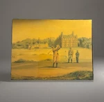 Vintage Colibri Hand Crafted Lacquered Cedar Wood Cigar Box Golf Theme Humidor. Fixed Price $67.00.