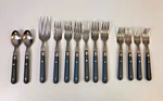 Set Of 13 Lifetime Flatware Light Blue Made Korea Riveted. Fixed Price $39.99.