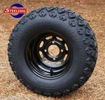 Golf Cart 10"X7" Black Steel Wheels And 20"X10"-10" All Terrain Tires (4). Fixed Price $399.00.