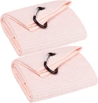 Vividly Pack Tri-fold Golf Towels, Premium Microfiber 16" 24", Pink. Fixed Price $20.41.