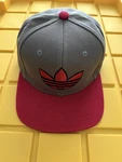 Adidas Originals Trefoil Gray Red Adjustable Strapback Hat Cap Flat Bill Nwt. Fixed Price $20.00.