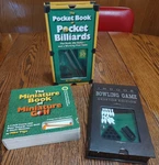 3 Miniature Pocket Game Books: Golf, Billiards (pool) & Bowling. Fixed Price $24.99.