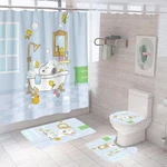 Snoopy Cartoon Lover Bathroom Set Shower Curtain Rug Toilet Seat Lid Covers. Fixed Price $37.99.