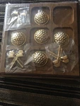 Desk Top Golf Tic Tac Toe Game Gold Metal Ball & Club Pieces Wooden Base. Fixed Price $10.00.