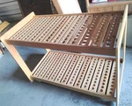 Wittek Golf Club, Pool Cue, Rack Wooden Stand Holder Indoor Display Holds 132. Fixed Price $290.00.