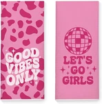 Good Vibes Only Let's Girls Pink Disco Ball Kitchen Towels Set For Women, Hou. Fixed Price $18.81.