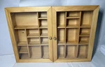 Wood Trinket Shelf Shadow Box Display Case Glass Doors Wall Mount. Fixed Price $85.00.