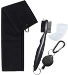 Golf Towels, And Brush Set, With Microfiber Waffle Small, Black. Fixed Price $18.99.