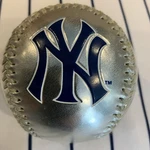 New York Yankees Team Store Silver Chrome Souvenir Baseball. Fixed Price $59.99.