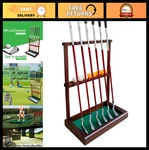 Solid Wood Golf Rack Stand - Organizer For 6 Clubs & Ball Storage, Indoor/o. Fixed Price $63.99.