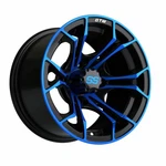 Gtw Spyder Golf Cart Black/blue 12X7 Wheel 4X4 Bolt 3:4 Offset (ET-.25). Fixed Price $102.99.