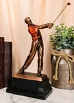 Pro Golfer Swinging Club Bronze Electroplated Statue With Trophy Base 12". Fixed Price $74.99.