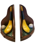 Golf Club Ball Bookends Philps/mcewan Feathery Gutta C1840-65. Fixed Price $35.00.