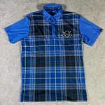 Tattoo Golf Polo Shirt Mens Medium Blue Plaid Clubhouse Collection Skull. Fixed Price $23.16.