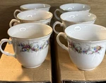 6 Thun 1777 Carlsbad Porcelain Coffee Floral Design, Gold Trim. Fixed Price $68.00.