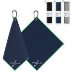 Qflrgon 3 Pack Golf TOWEL(16" X 16"), 16"L 16"W, Black/ Navy Blue/ Grey. Fixed Price $12.41.
