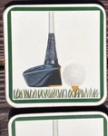 6 Pimpernel Golf Club Ball Cork Back Coasters Set In Box Vgc. Fixed Price $20.00.