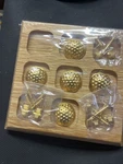 Desk Top Golf Tic Tac Toe Game Gold Metal Ball & Club Pieces Wooden Base. Fixed Price $15.00.