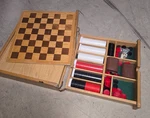 Wood Flip Game Board Set, Checkers Or Backgammon With All Dice, Chips. Fixed Price $15.00.