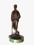 Bronze Golfer Figurine Vtg Scottish Outfit Green Marble Base 8" Statue. Fixed Price $99.94.