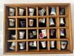 Tannery Lane Display Case W/ Assorted Souvenir Thimbles 9.5X7. Fixed Price $45.00.