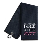 Wuuckoo Oh My God Embroidered Black Golf Towel, Funny For Pink. Fixed Price $19.99.