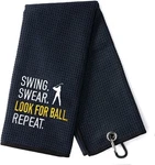 Dyjybmy Look For Ball Repeat Golf Towel, Embroidered Towels Black. Fixed Price $26.99.
