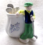 Russ Ceramic Vase Planter Golf Bag Pencil Holder Terrific Dad Novelty M20. Fixed Price $14.00.