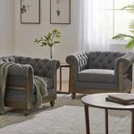 Alejandro Chesterfield Tufted Fabric Club Chairs With Nailhead Trim, Set Of 2. Fixed Price $1130.77.
