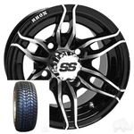 Golf Cart (4) Rhox 10'' Wheels & Tires Machined Black 10X7 Rim 205X50-10. Fixed Price $531.95.