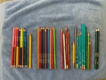 Lot 34 Colored Pencils Used Multiple Brands Prismacolor, Sanford, Klutz. Fixed Price $15.99.